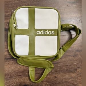 Vintage Adidas Green and White Men's Bag